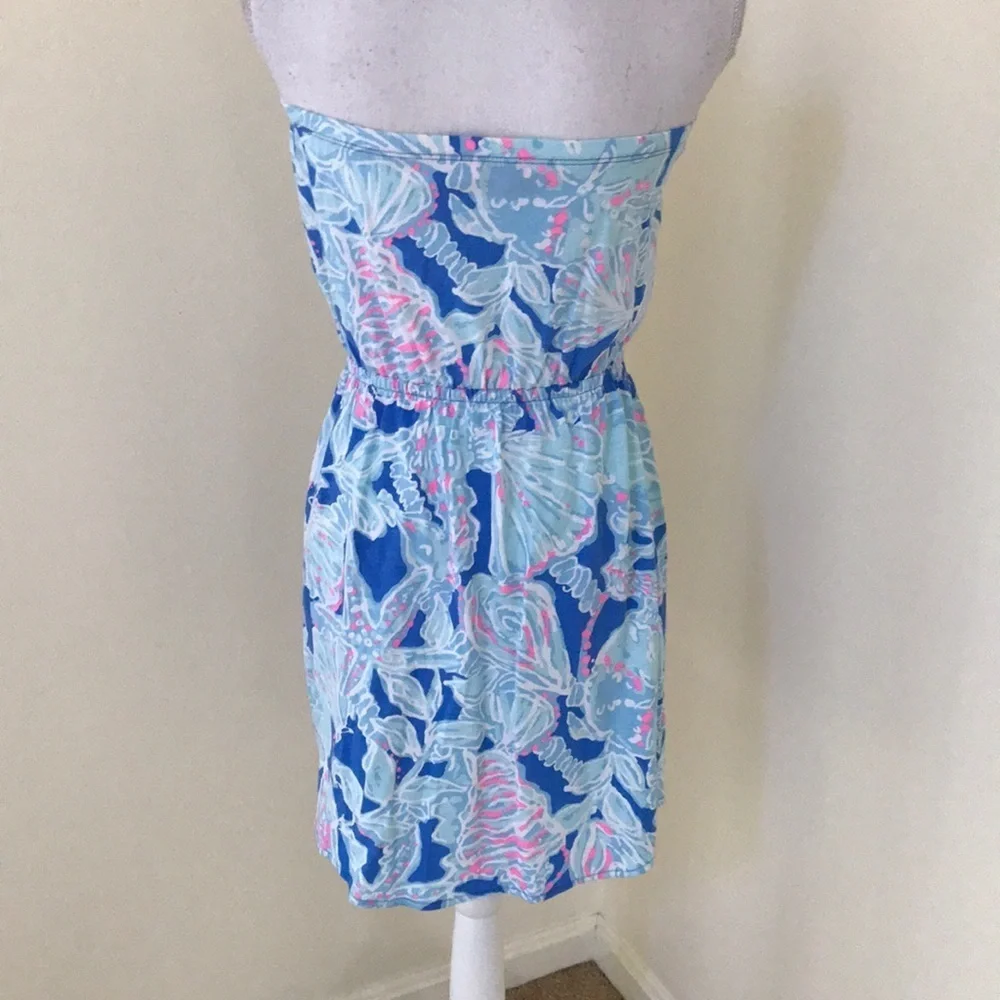 LILLY PULITZER Size XS blue combo strapless dress - Picture 3 of 7